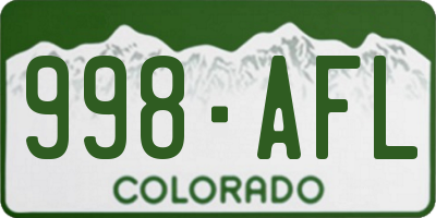 CO license plate 998AFL