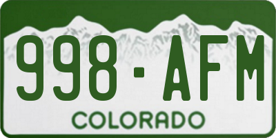 CO license plate 998AFM