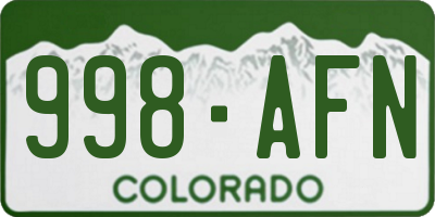 CO license plate 998AFN