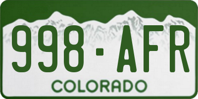 CO license plate 998AFR