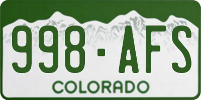 CO license plate 998AFS
