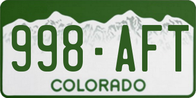 CO license plate 998AFT