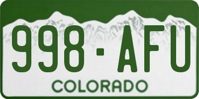 CO license plate 998AFU