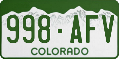 CO license plate 998AFV