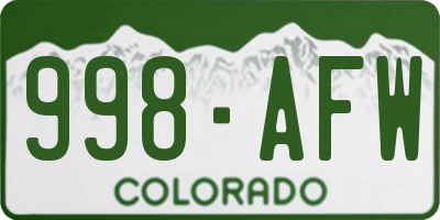 CO license plate 998AFW