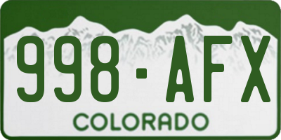 CO license plate 998AFX