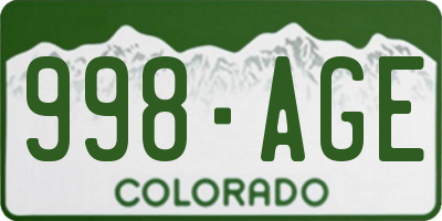 CO license plate 998AGE