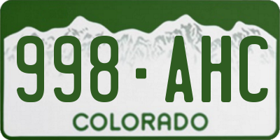 CO license plate 998AHC