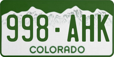 CO license plate 998AHK
