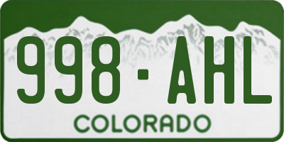 CO license plate 998AHL