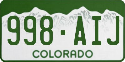 CO license plate 998AIJ