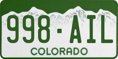 CO license plate 998AIL
