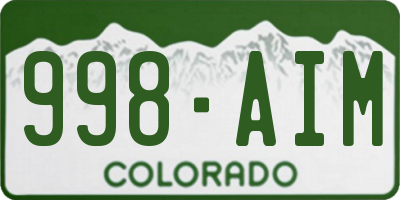 CO license plate 998AIM