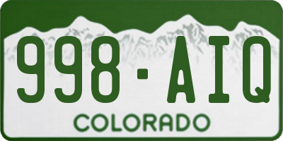 CO license plate 998AIQ