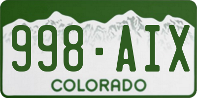 CO license plate 998AIX