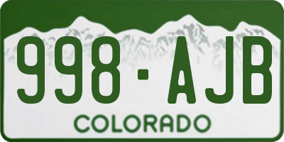 CO license plate 998AJB