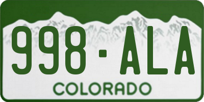 CO license plate 998ALA