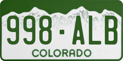 CO license plate 998ALB
