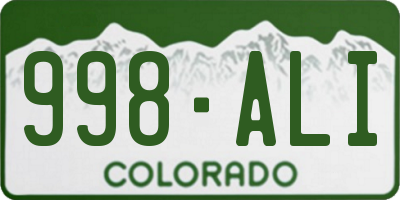 CO license plate 998ALI