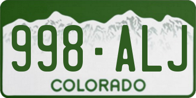 CO license plate 998ALJ