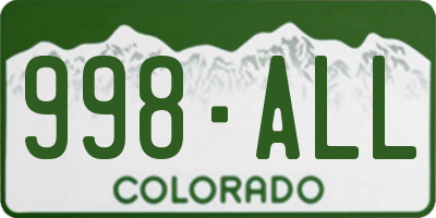 CO license plate 998ALL