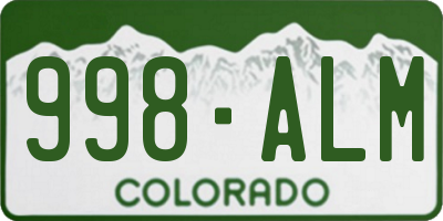 CO license plate 998ALM