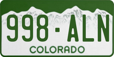 CO license plate 998ALN