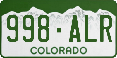 CO license plate 998ALR