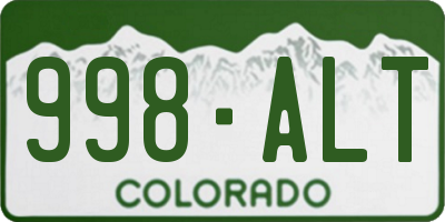 CO license plate 998ALT