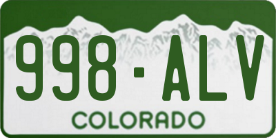 CO license plate 998ALV