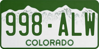 CO license plate 998ALW