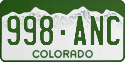 CO license plate 998ANC