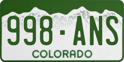 CO license plate 998ANS