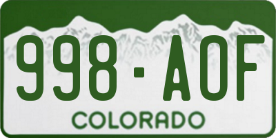 CO license plate 998AOF