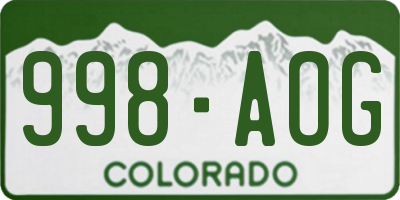 CO license plate 998AOG
