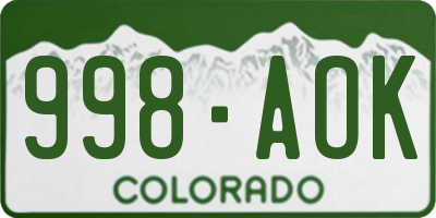 CO license plate 998AOK