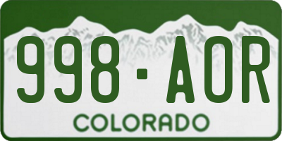 CO license plate 998AOR
