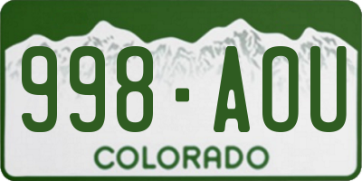 CO license plate 998AOU