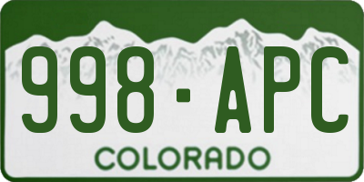 CO license plate 998APC
