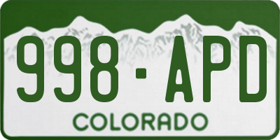 CO license plate 998APD