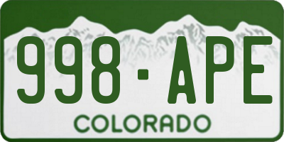 CO license plate 998APE