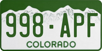 CO license plate 998APF