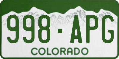 CO license plate 998APG
