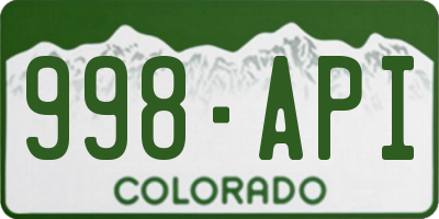 CO license plate 998API
