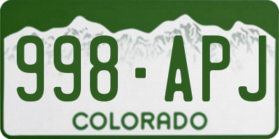 CO license plate 998APJ