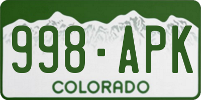CO license plate 998APK
