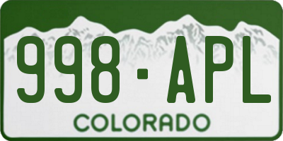 CO license plate 998APL