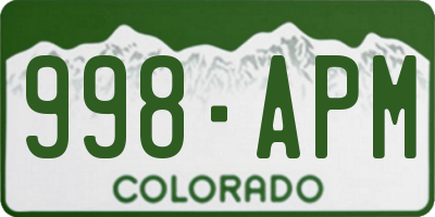 CO license plate 998APM