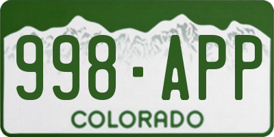 CO license plate 998APP