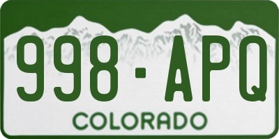 CO license plate 998APQ